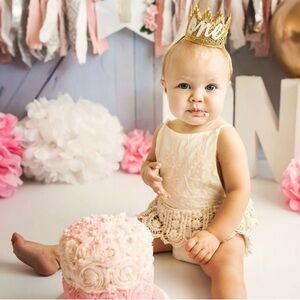 Cream Lace Baby Outfit